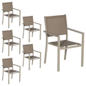 Set aus 6 Stühlen aus Aluminium in Taupe - Textilene in Taupe