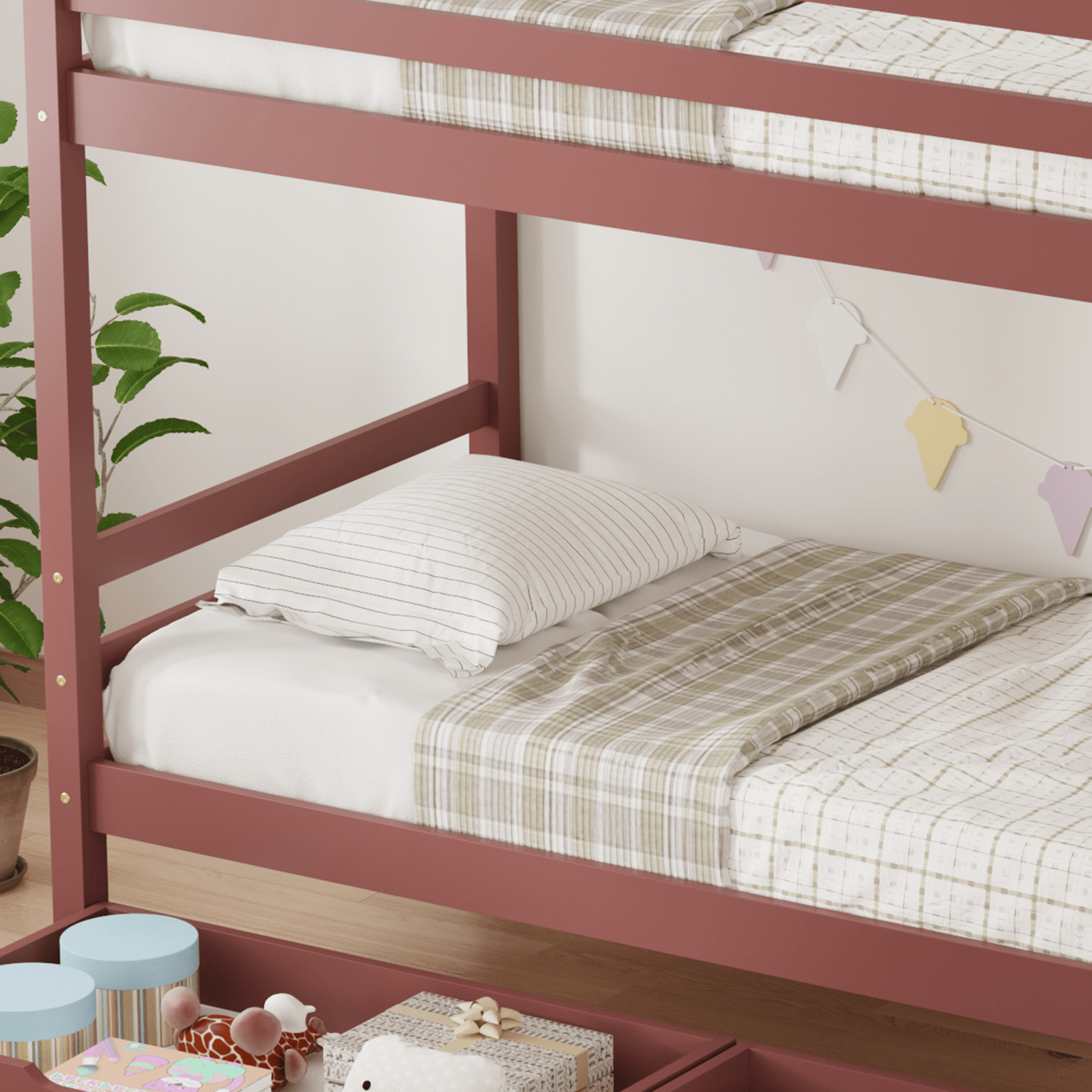 Kinderstapelbed 190x90cm terracotta met laden