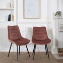 Lot de 2 chaises en velours LOUISE roses