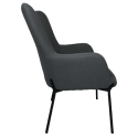 Fauteuil en tissu boucle gris avec repose-pieds EIRA