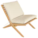 FARO Poltrona da giardino pieghevole in acacia con cuscini beige