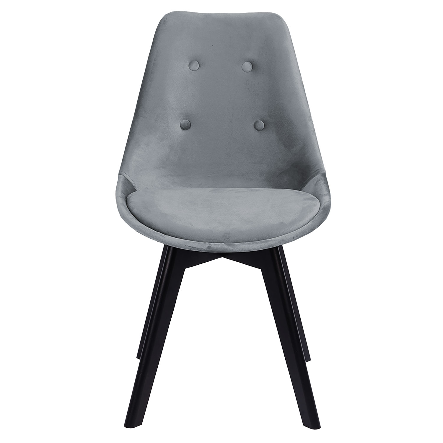 Set van 4 grijze NORA fluwelen stoelen met kussen