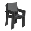 Set di 10 sedie imbottite in alluminio antracite - textilene grigio