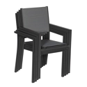 Set van 10 antraciet aluminium gestoffeerde stoelen - grijs textilene