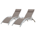 Set di 2 sedie a sdraio GALAPAGOS in textilene tortora - alluminio bianco