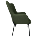 Fauteuil en tissu boucle vert kaki avec repose-pieds EIRA