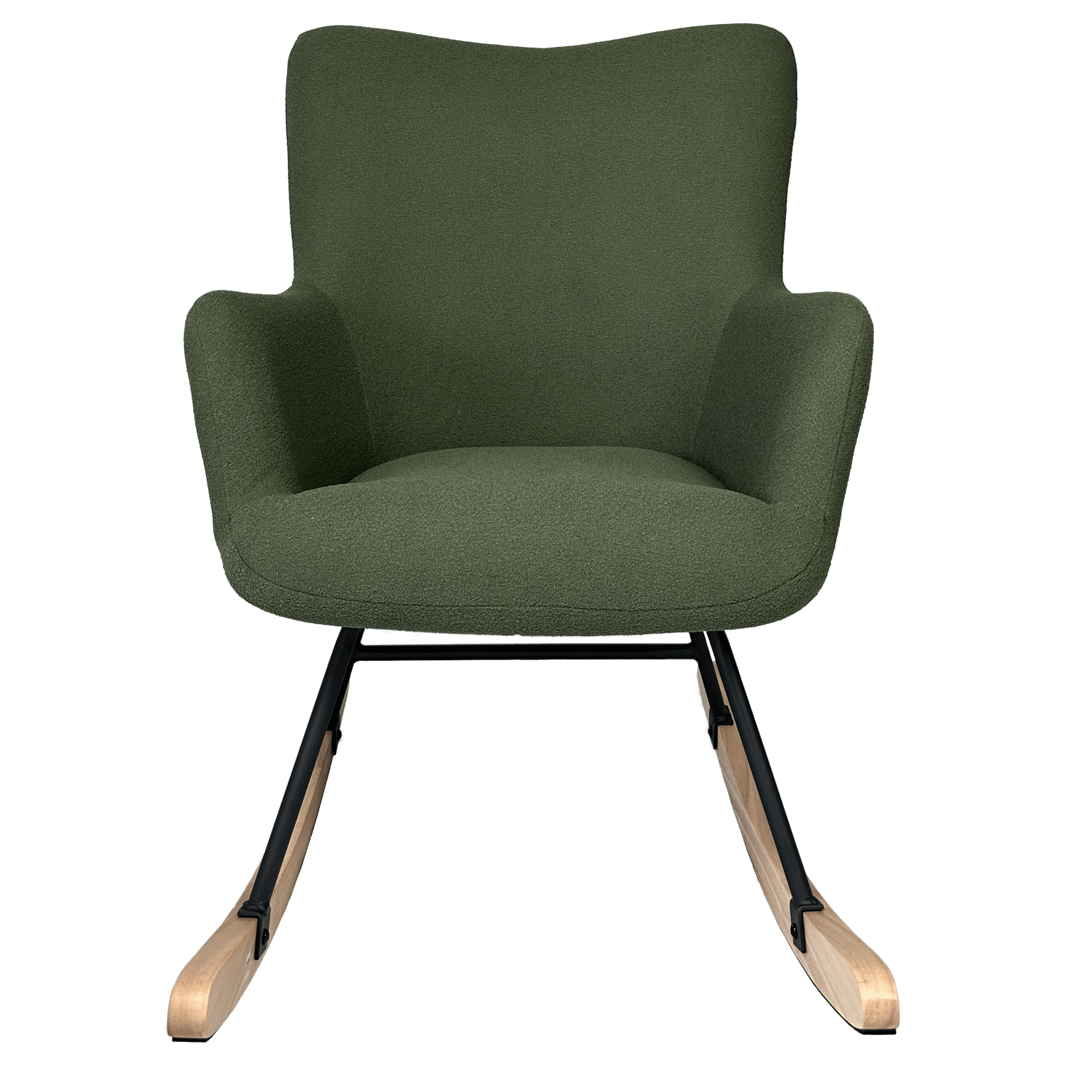 Cadeira de baloiço em tecido de laço verde caqui KAIRA