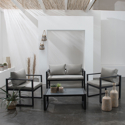 Gartenmöbel IBIZA aus grauem Stoff 4-Sitzer - Aluminium Anthrazit