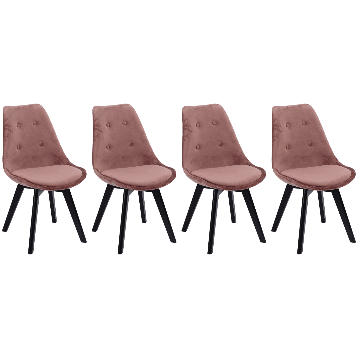 Lot de 4 chaises en velours NORA roses avec coussin