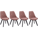 Lot de 4 chaises en velours NORA roses avec coussin