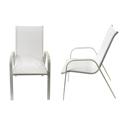 Satz von 8 Stühlen MARBELLA aus weißem Textilene - weißem Aluminium