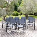 Conjunto de 10 cadeiras de alumínio antracite - textileno cinzento