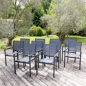 Set van 10 antraciet aluminium stoelen - grijs textilene