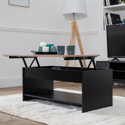 Tavolino con piano sollevabile, nero e legno HEDDA