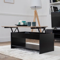 Table basse avec plateau relevable noire et bois HEDDA