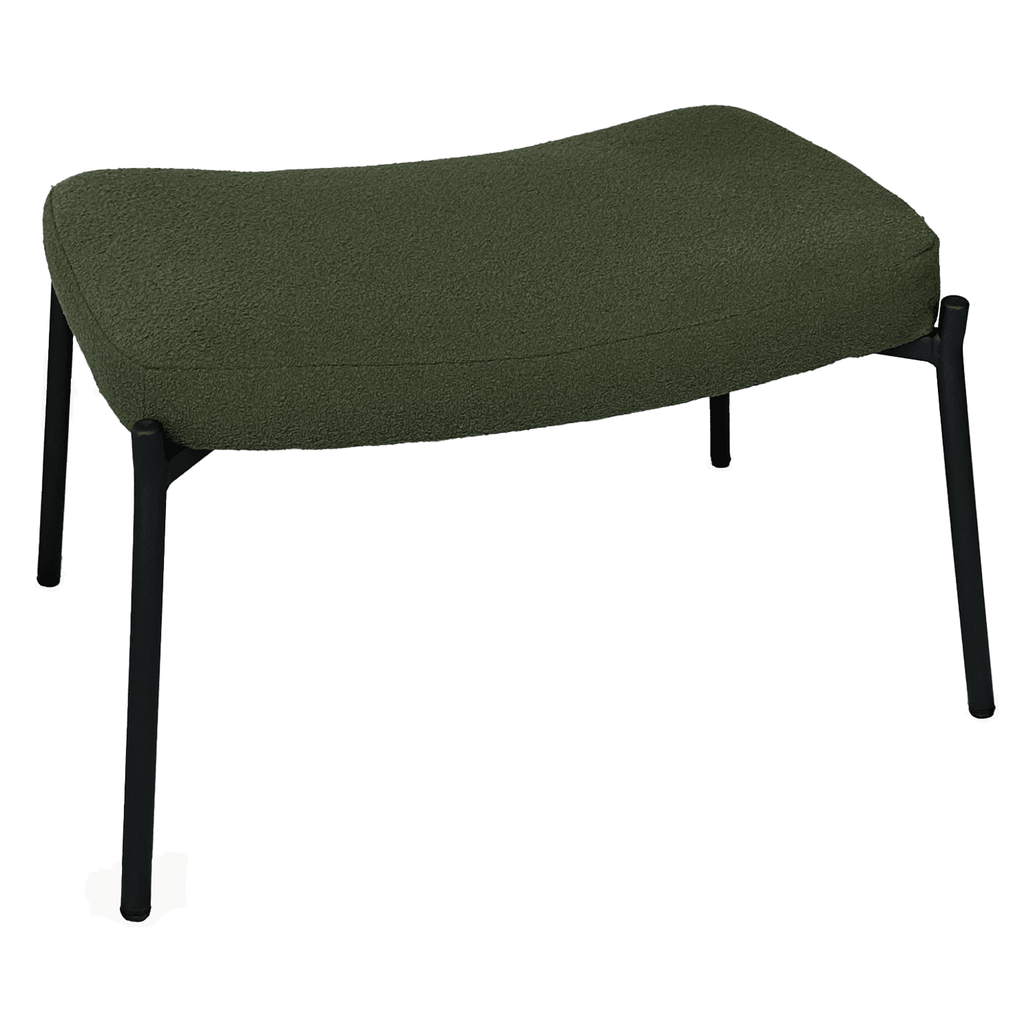 Fauteuil en tissu boucle vert kaki avec repose-pieds EIRA