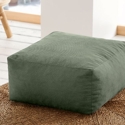 Puff de pana verde desierto cuadrado 50x50cm