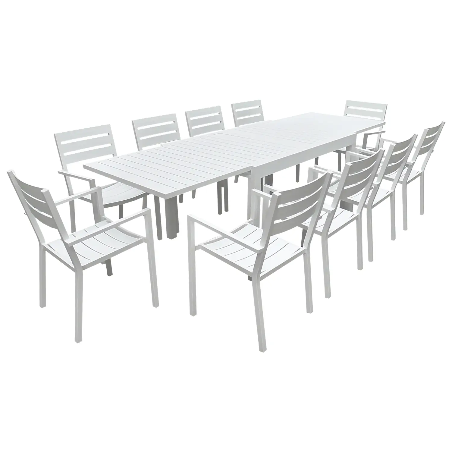 Salon de jardin extensible 132/264 en aluminium blanc - 10 places