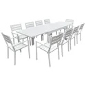 Salon de jardin extensible 132/264 en aluminium blanc - 10 places