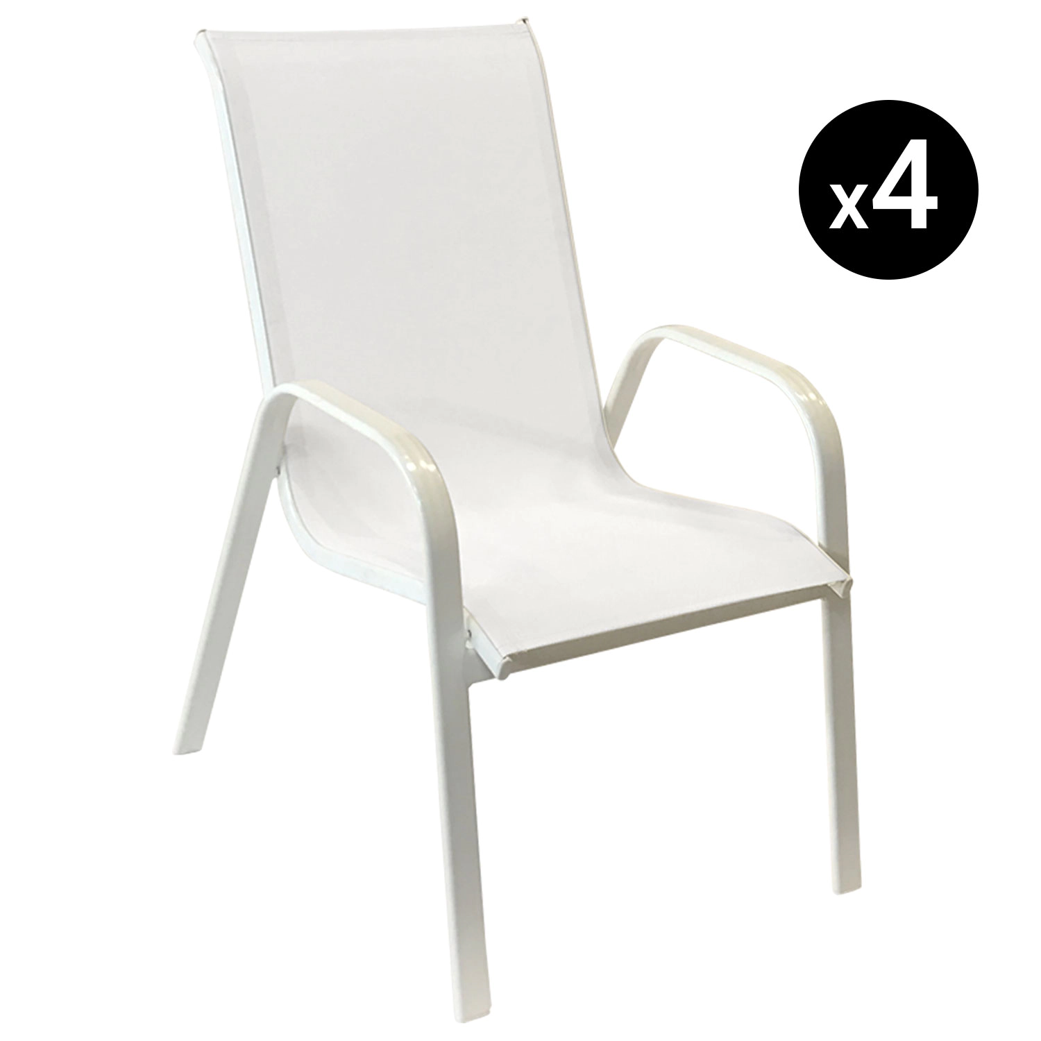 Set van 4 MARBELLA stoelen in wit textilene - wit aluminium