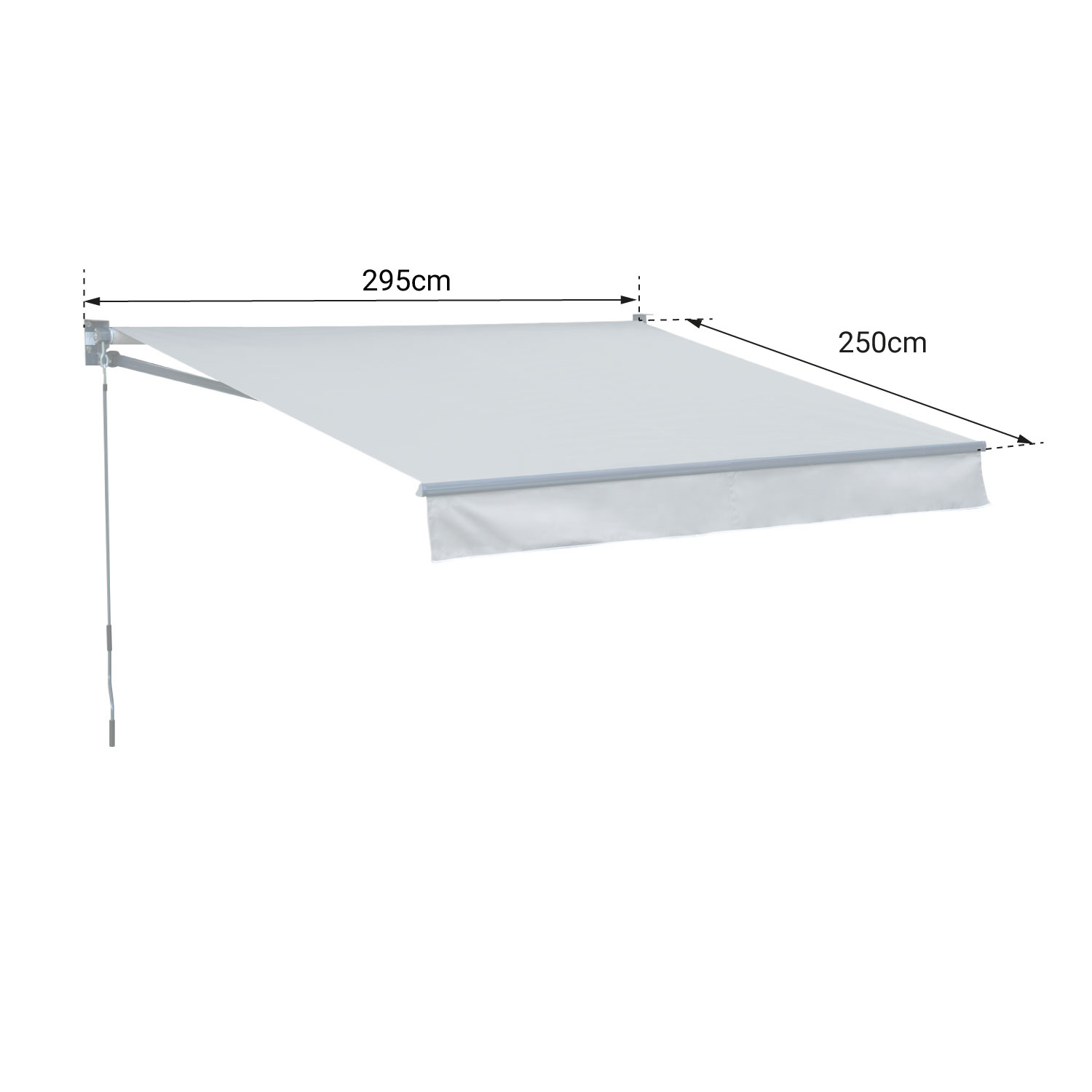 Tenda SAULE 2,95 × 2,5m - Tessuto a righe bianco/grigio e struttura bianca