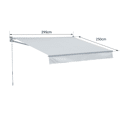 Store banne SAULE 2,95 × 2,5m - Toile rayée blanche/grise et structure blanche