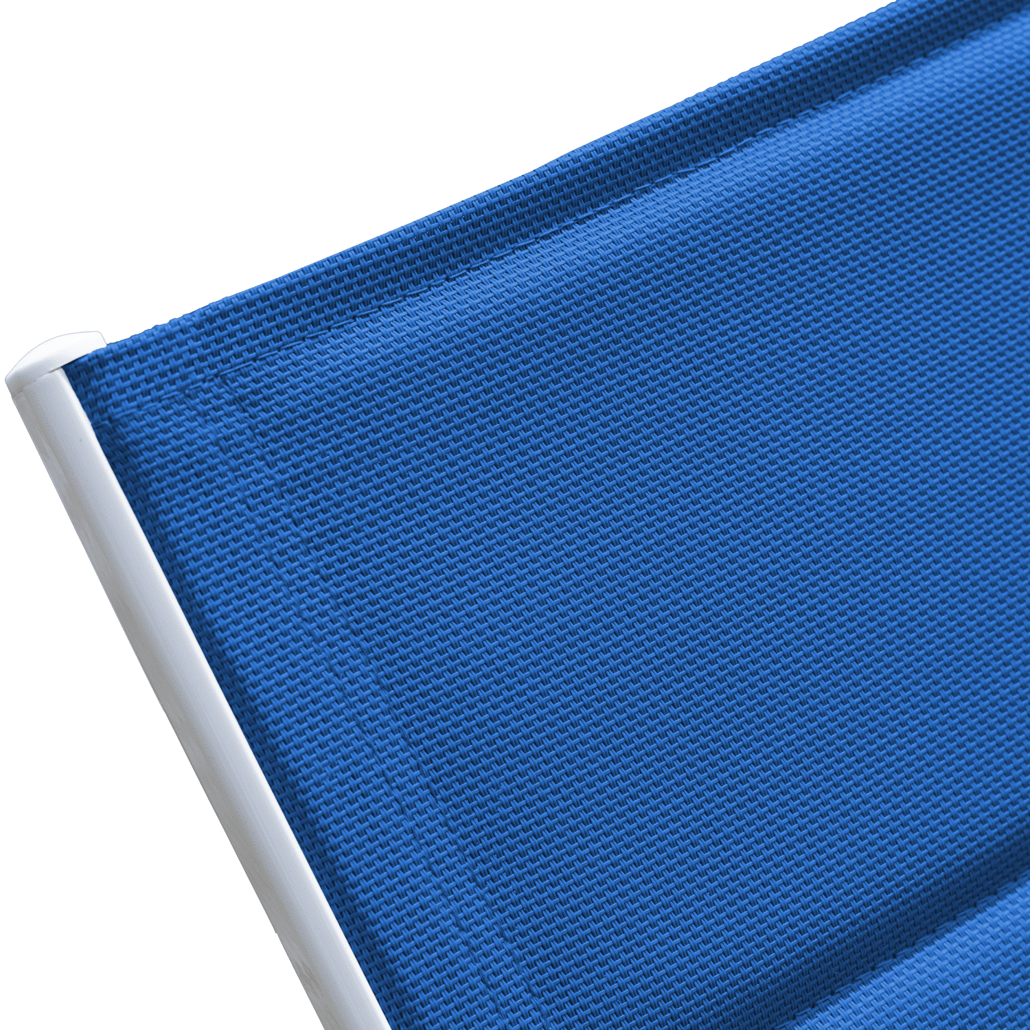 Set bain de soleil et table d'appoint en textilène bleu - aluminium blanc