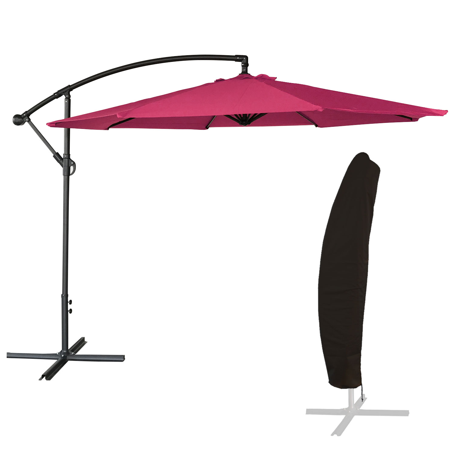 OAHU ombrellone rotondo 3m diametro fucsia + copertura