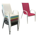 6er-Set MARBELLA Stühle aus rosa Textilene - weißes Aluminium