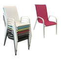 Set van 4 MARBELLA stoelen in roze textilene - wit aluminium