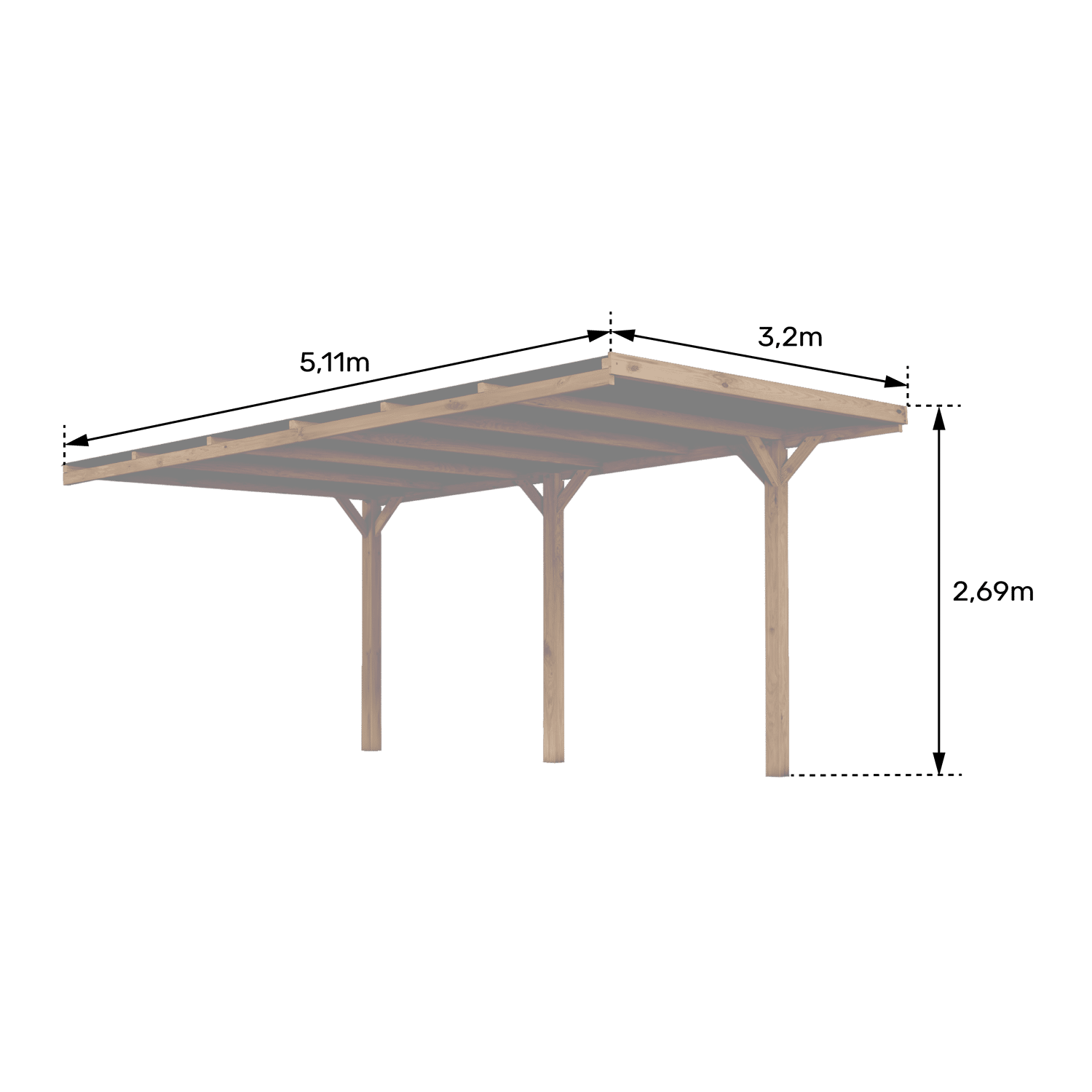 FOREST STYLE - Carport adossable en pin VICTOR