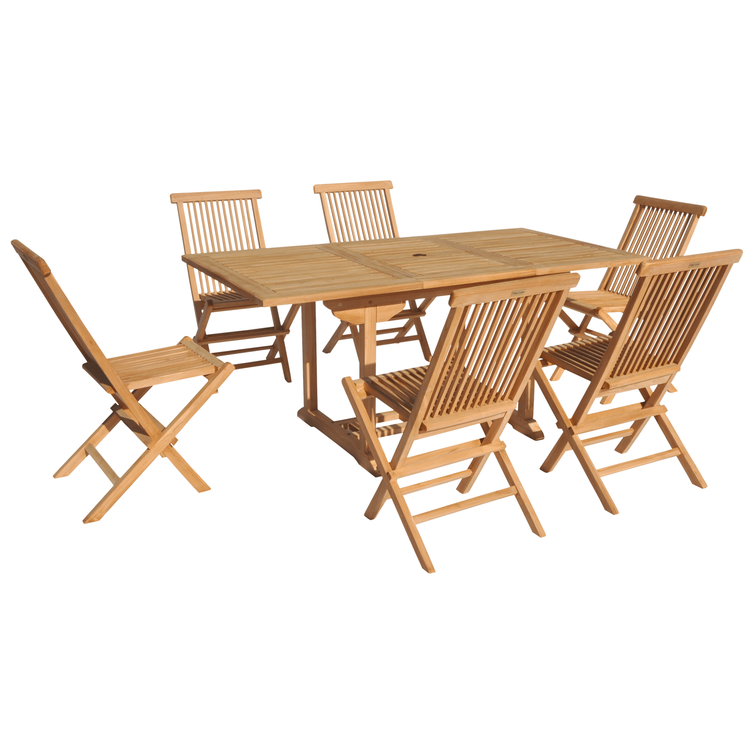 Teak tuinmeubelen LOMBOK - rechthoekige uitschuifbare tafel - 6 zitplaatsen