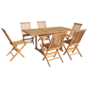 Teak tuinmeubelen LOMBOK - rechthoekige uitschuifbare tafel - 6 zitplaatsen