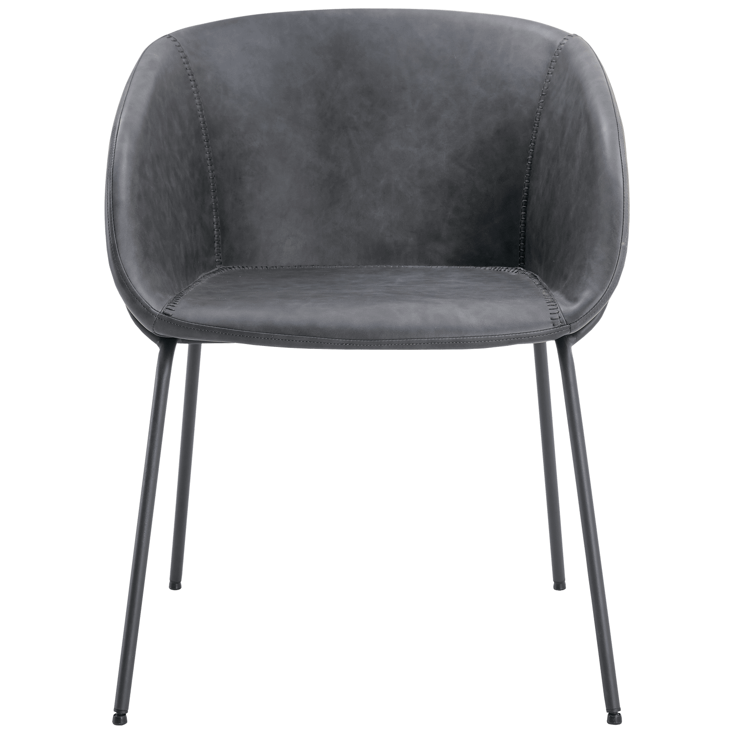 Lot de 2 fauteuils en simili gris foncé ANDRÉ