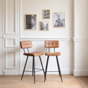 Lot de 2 tabourets de bar en simili cognac FERNAND