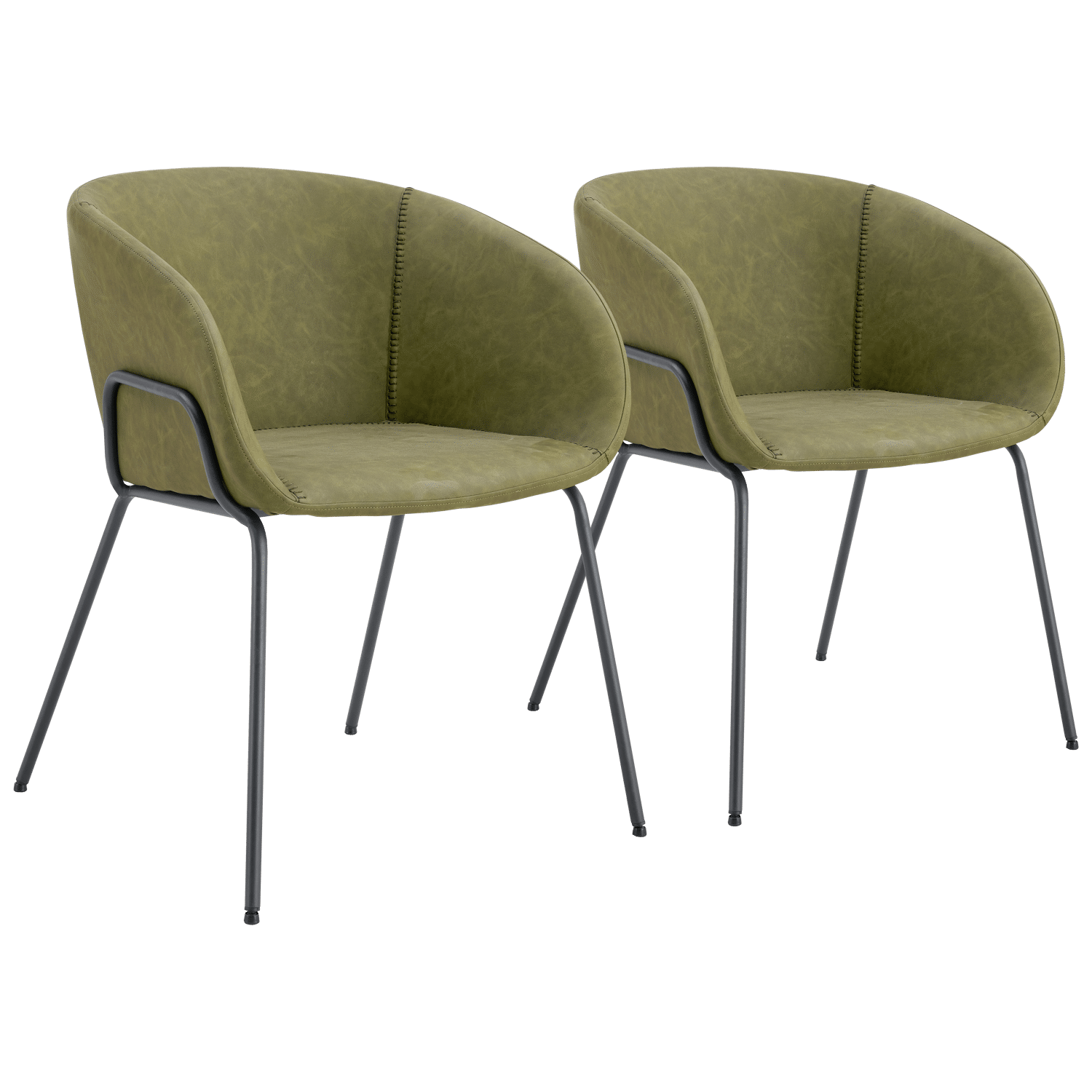 Lot de 2 fauteuils en simili vert ANDRÉ