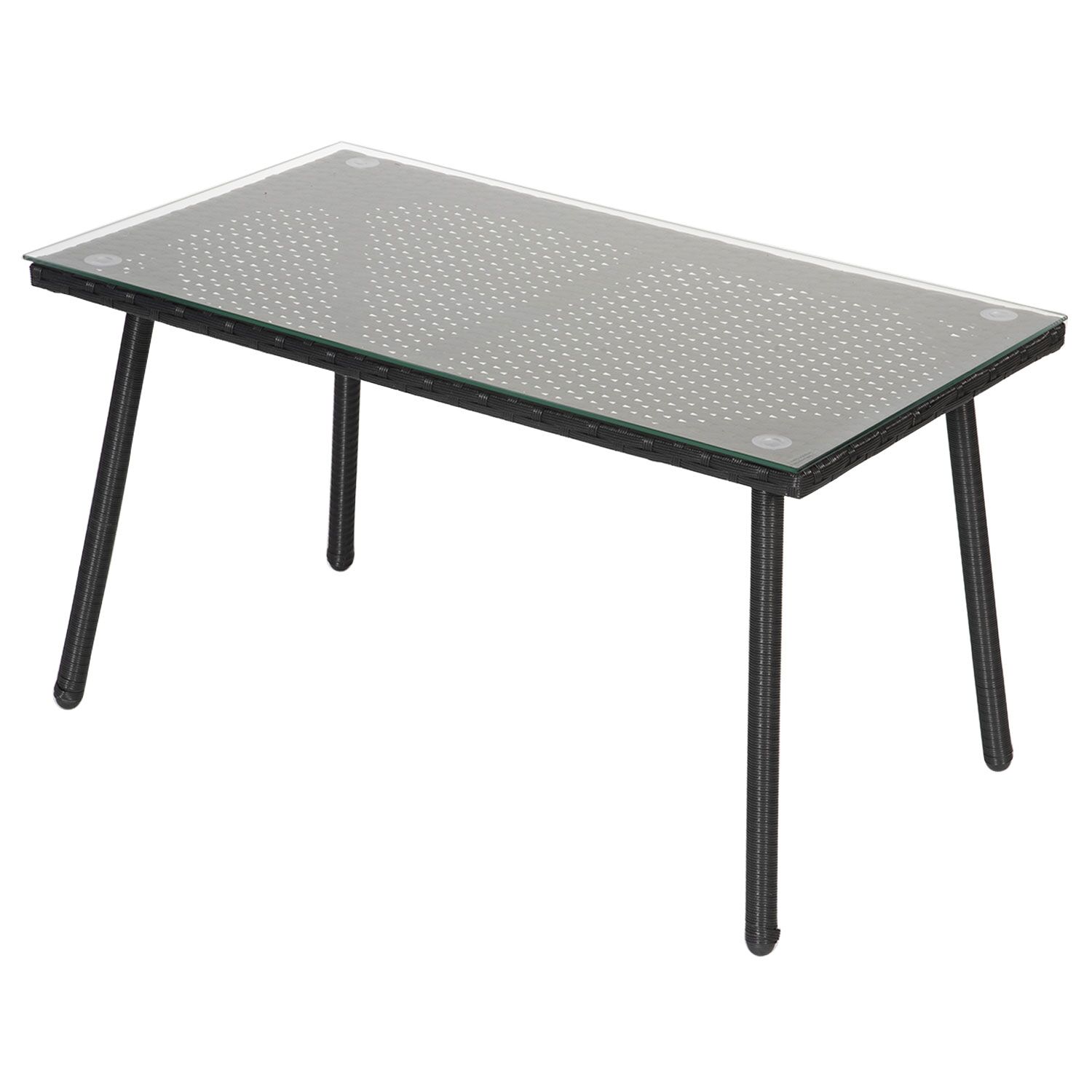 LIPARI tuinmeubelset in zwart gevlochten kunststof - grijze kussens