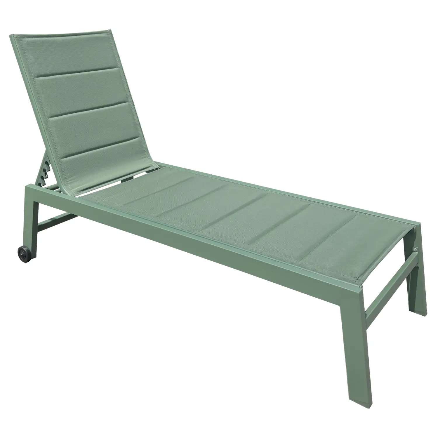 Lot de 2 bains de soleil en textilène vert sauge - aluminium vert sauge