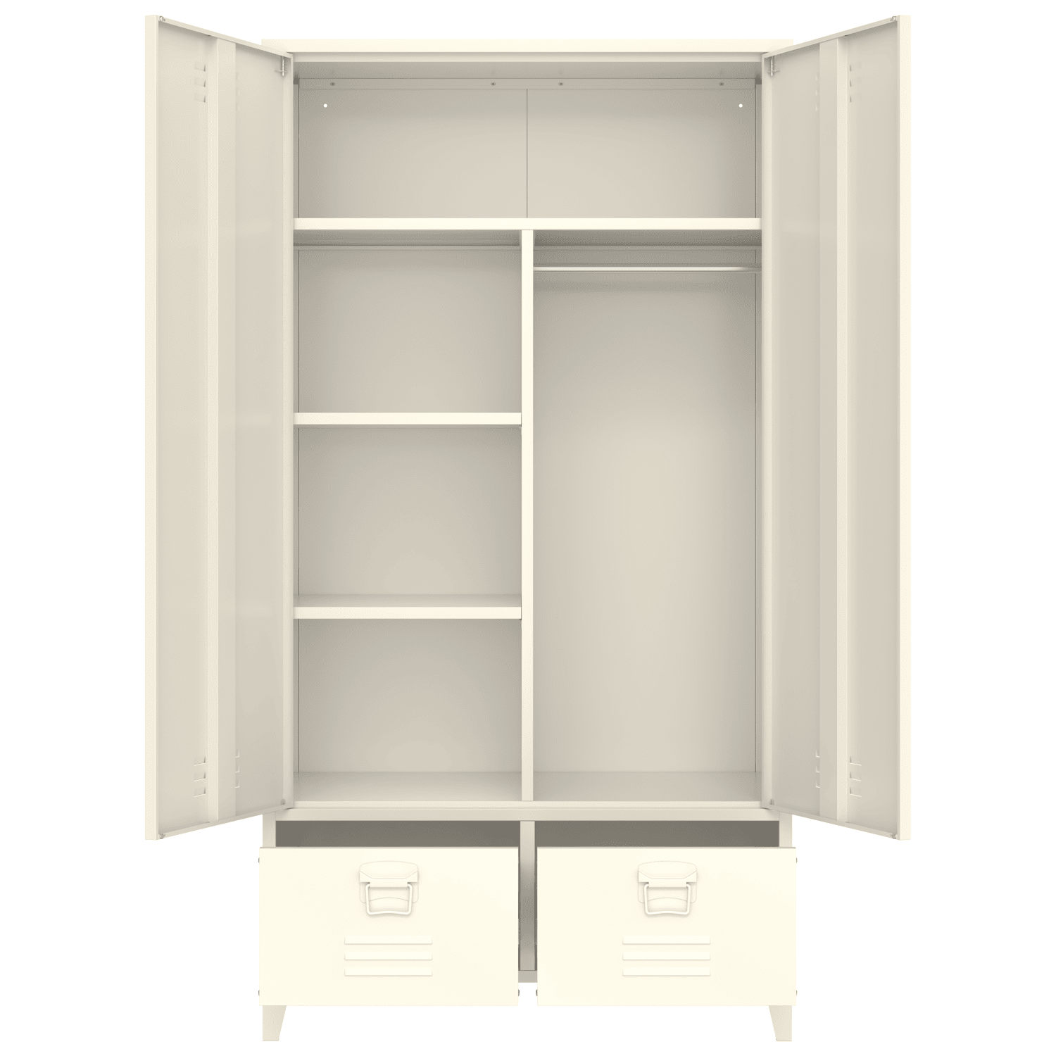 Armoire en métal 2 portes avec penderie blanche