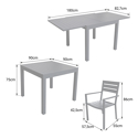 Set di mobili da giardino estensibili VENEZIA 90/180 in alluminio antracite - 8 posti a sedere