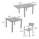 Salon de jardin VENEZIA extensible 90/180 en aluminium blanc - 8 places