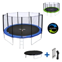 Pack Premium Trampoline 430cm réversible bleu / vert MELBOURNE + filet, échelle, bâche et kit d'ancrage