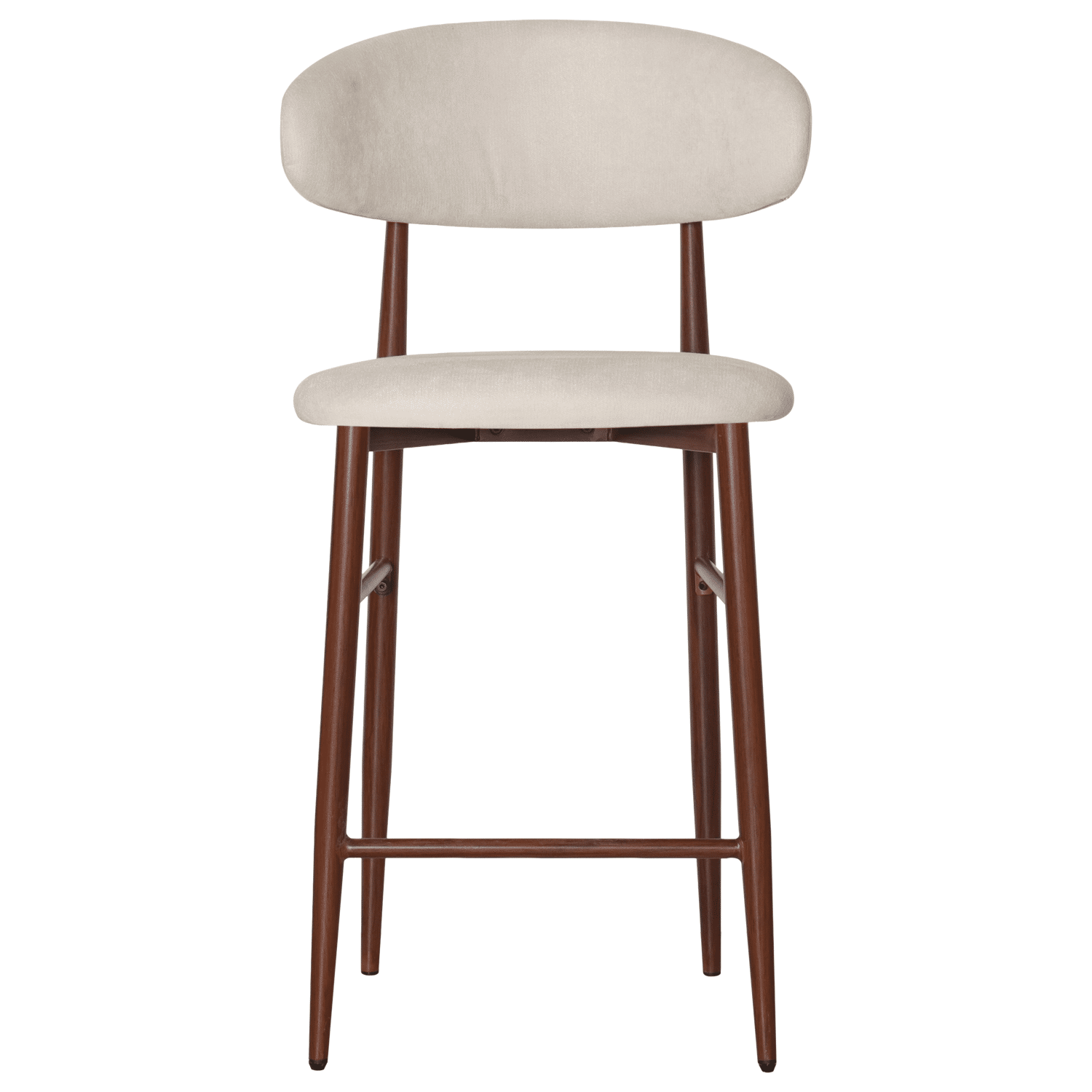Lot de 2 tabourets de bar beige et métal effet bois foncé SIMON