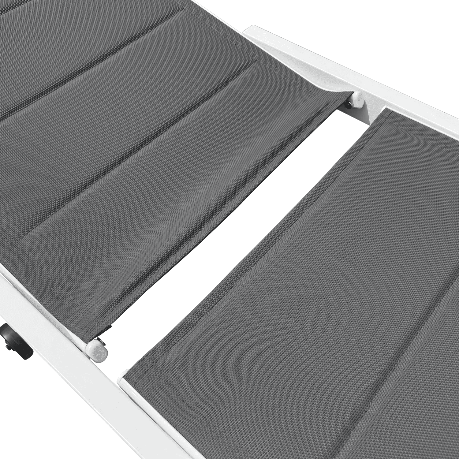 Set 2 bains de soleil et table d'appoint en textilène gris - aluminium blanc