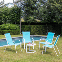 Lot de 4 chaises en textilène bleu - aluminium blanc