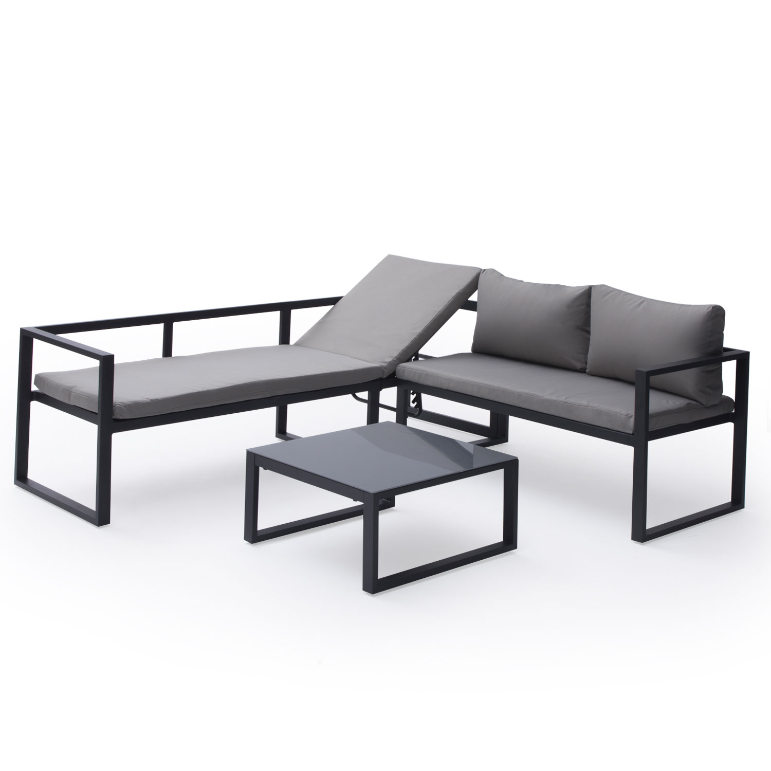Set di mobili da giardino modulari IBIZA in tessuto grigio 4 posti - alluminio antracite