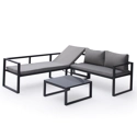 Salon de jardin modulable IBIZA en tissu gris 4 places - aluminium anthracite