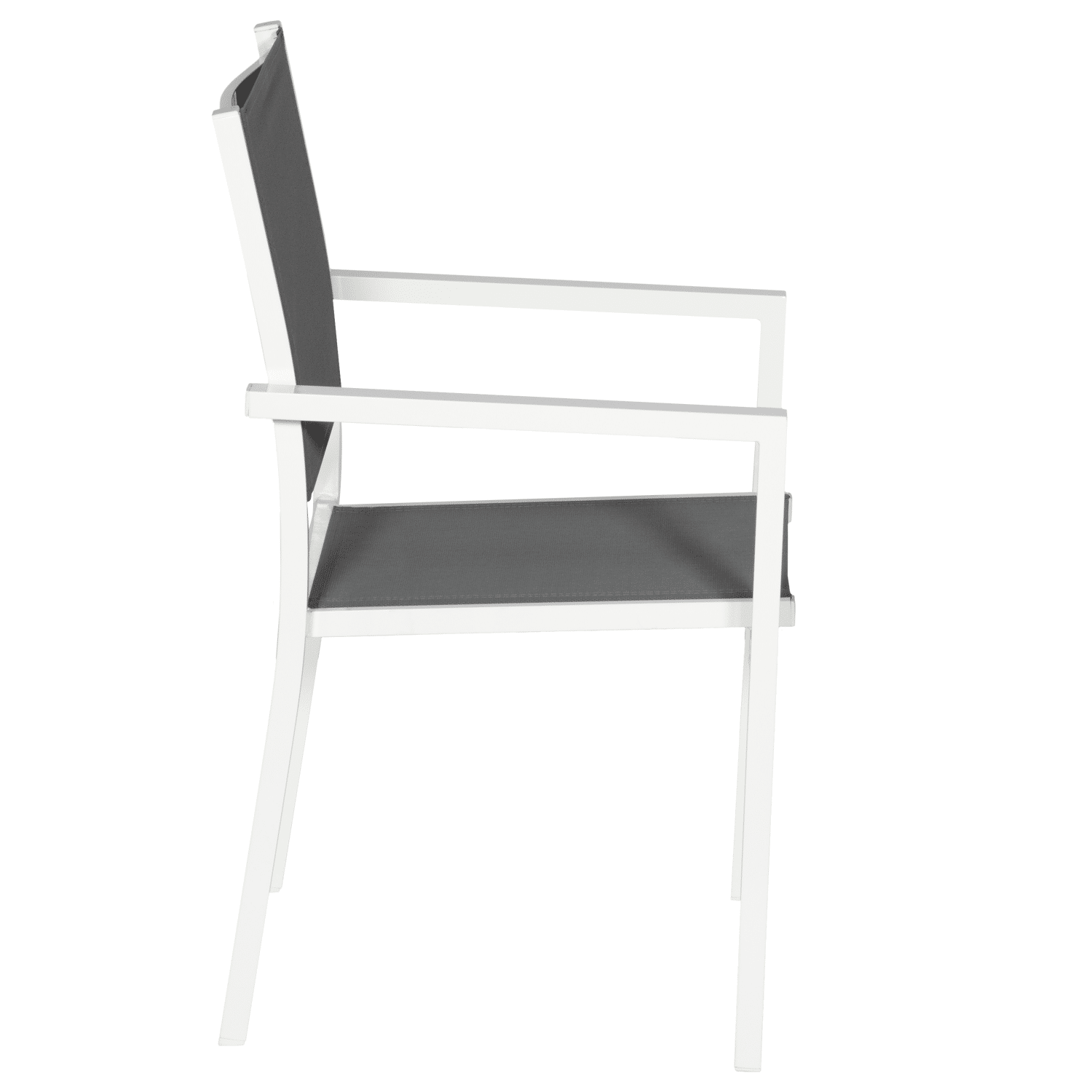 Lot de 6 chaises en aluminium blanc - textilène gris