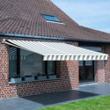 SAULE luifel 2,5 × 2m - Wit/grijs gestreept doek en witte structuur