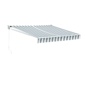 Toldo SAULE 2,5 × 2m - Tecido listrado branco/cinzento e estrutura branca